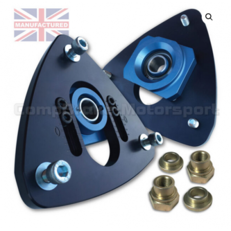 Suspension avant réglable 2 pièces, support supérieur bleu/noir (PAIRE) Focus mk2 RS