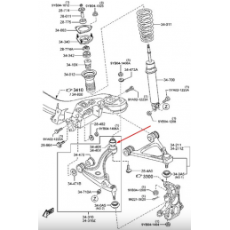 Kit de roulement sphérique pour Mazda MX-5 NC (bague arrière du bras de suspension inférieur avant)