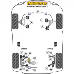 Silentbloc de bras supérieur avant Réf 4  Powerflex pour Mazda MX-5 Mk4 ND (2015-)