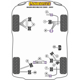 Silentbloc intérieur de bras de suspension supérieur avant arrière réf 9 Powerflex pour Mazda MX-5 Mk3 NC (2005-2015)