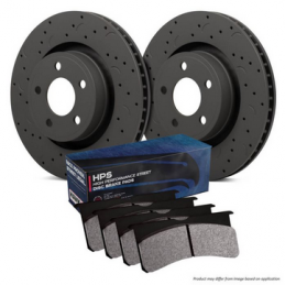 Kit Freins  arriére Hawk- Plaquettes HPS & Disques Talon Rainuré & Percé  Arrière HKC4041.430F -