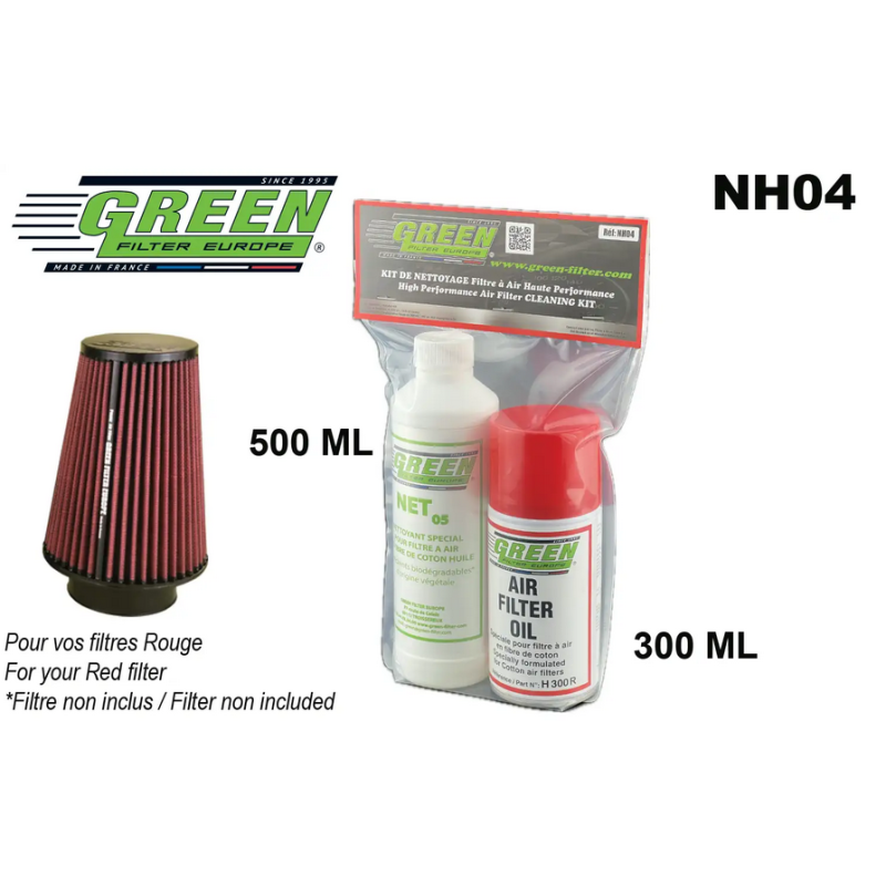 Kit d’entretien spécial pour filtre à air en fibre de coton Rouge ref NH040