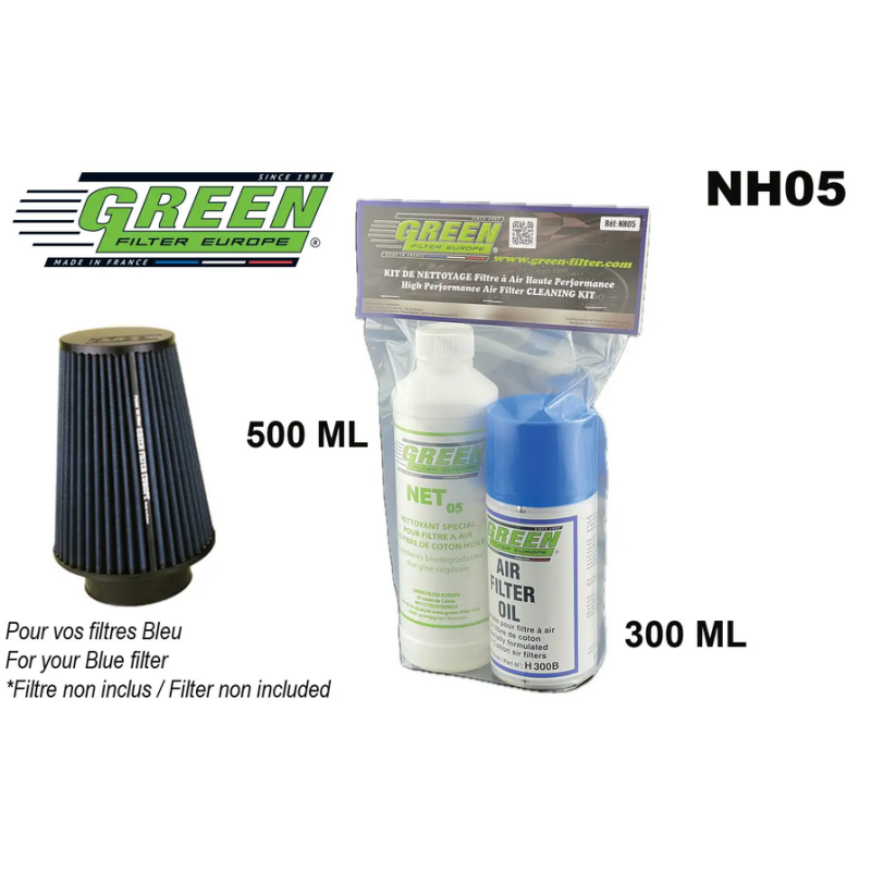 Kit d’entretien spécial pour filtre à air en fibre de coton Bleu ref NH05