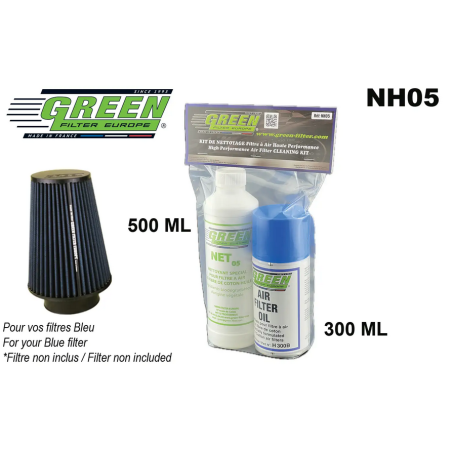 Kit d’entretien spécial pour filtre à air en fibre de coton Bleu ref NH05