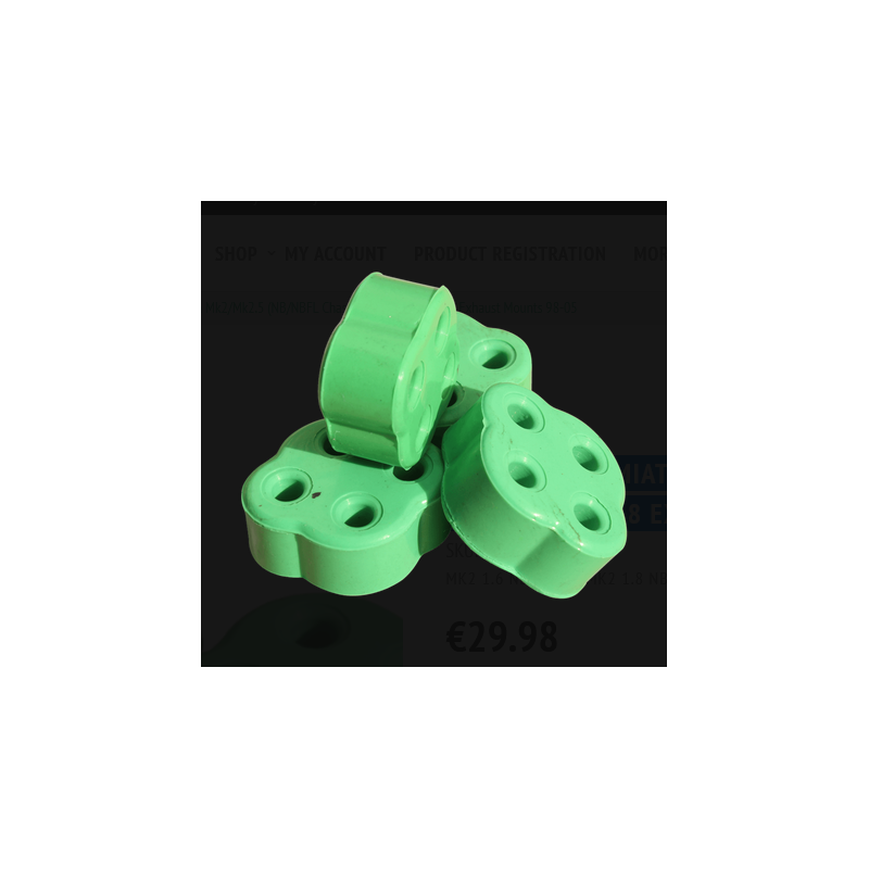 Silentblocs d'échappement pour Mazda MX-5 / Miata Mk2/Mk2.5 (châssis NB/NBFL) 1.6/1.8 (1998-2005)