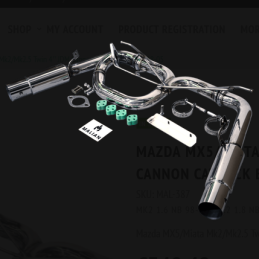 Ligne d'échappement « Catback » JDM style « Cannon » (double sortie 4 pouces) Mazda MX-5/Miata Mk2/Mk2.5 (1998-2005)