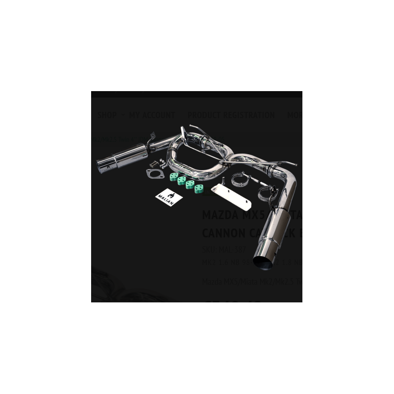 Ligne d'échappement « Catback » JDM style « Cannon » (double sortie 4 pouces) Mazda MX-5/Miata Mk2/Mk2.5 (1998-2005)
