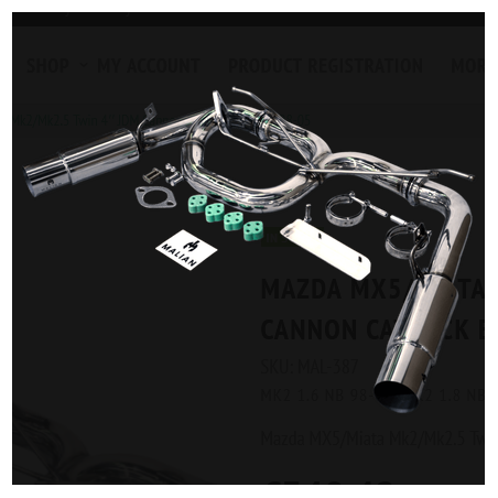 Ligne d'échappement « Catback » JDM style « Cannon » (double sortie 4 pouces) Mazda MX-5/Miata Mk2/Mk2.5 (1998-2005)