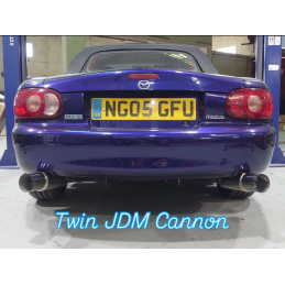 Ligne d'échappement « Catback » JDM Cannon (double sortie 4 pouces, avec résonateur) Mazda MX-5/Miata Mk2/Mk2.5 (1998-2005)