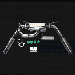 Ligne d'échappement « Catback » JDM Cannon (double sortie 4 pouces, avec résonateur) Mazda MX-5/Miata Mk2/Mk2.5 (1998-2005)