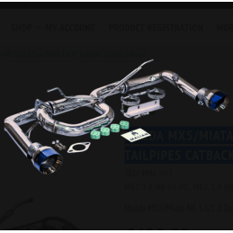 Ligne d'échappement (catback) Mazda MX-5/Miata NB (1.6/1.8) avec double sortie 4 pouces à embouts bleuis