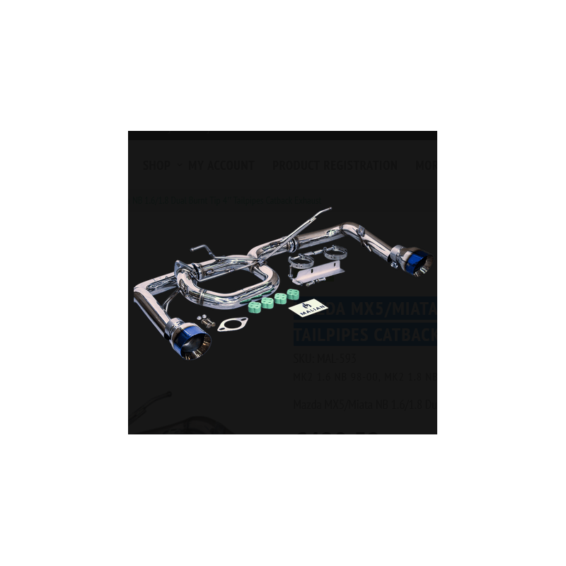 Ligne d'échappement (catback) Mazda MX-5/Miata NB (1.6/1.8) avec double sortie 4 pouces à embouts bleuis
