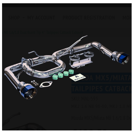 Ligne d'échappement (catback) Mazda MX-5/Miata NB (1.6/1.8) avec double sortie 4 pouces à embouts bleuis