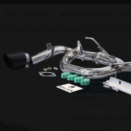 Echappement « cat-back » avec double sortie 4 pouces en fibre de carbone Mazda MX-5 NB (1.6/1.8)
