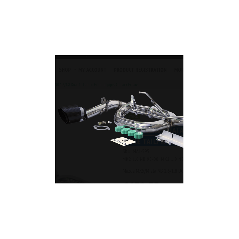 Echappement « cat-back » avec double sortie 4 pouces en fibre de carbone Mazda MX-5 NB (1.6/1.8)