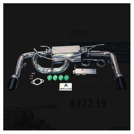 Ligne d'échappement après catalyseur (catback) avec résonateur et sorties doubles en carbone Mazda MX-5/Miata NB (1.6/1.8)