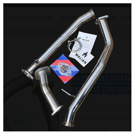 Tube central d'échappement à haut débit pour Mazda MX-5/Miata Mk2 (NB) 1.6/1.8 (1998-2000)