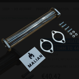 Adaptateur d'échappement de compétition Mazda MX-5/Miata Mk1 (1.6/1.8) 2,5 pouces : de 470 mm vers 440/370 mm