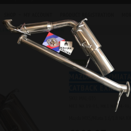 Ligne d'échappement « Cannon » (cat-back) JDM Mazda MX-5/Miata NA 1.6/1.8 (1989-1996)