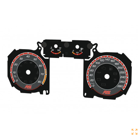 FORD FOCUS MK2 STYLE RS – FONDS DE COMPTEUR PERSONNALISÉS / HABILLAGES DE TABLEAU DE BORD