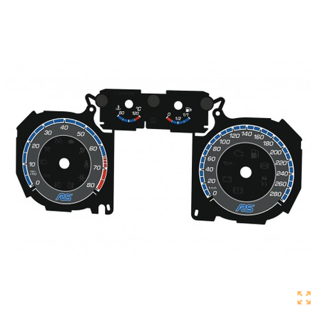 Kopie van Kopie van FORD FOCUS MK2 STYLE RS – FONDS DE COMPTEUR PERSONNALISÉS / HABILLAGES DE TABLEAU DE BORD