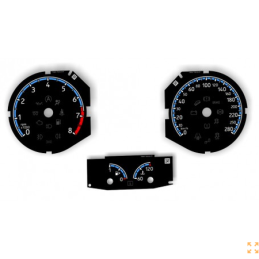 Fonds de compteur de remplacement pour Ford Focus ST250, style Focus RS – 280 km/h, 8 000 tr/min