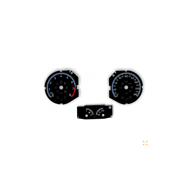 Fonds de compteur de remplacement pour Ford Focus ST250, style Focus RS – 280 km/h, 8 000 tr/min