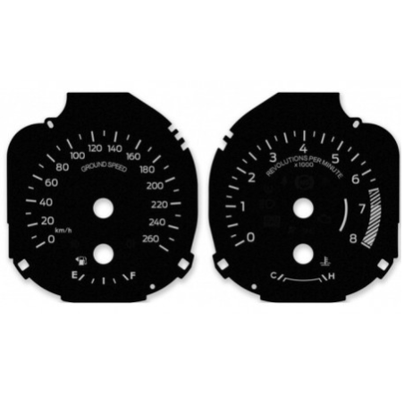Fonds de compteurs de remplacement style origine Ford Mustang (2015+) – Conversion MPH vers km/h