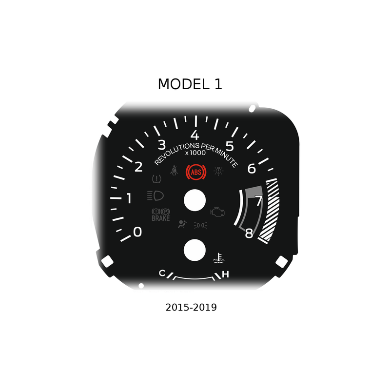 cadrans de remplacement pour compteur de vitesse et jauges style ROUSH (graduation en MPH)  Ford Mustang (modèles 2015+)