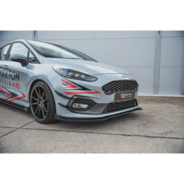 Sport Durabilité Lame Du Pare-Chocs Avant + Flaps Maxton - Ford Fiesta Mk8 ST / ST-Line Noir + Rabats Brillant