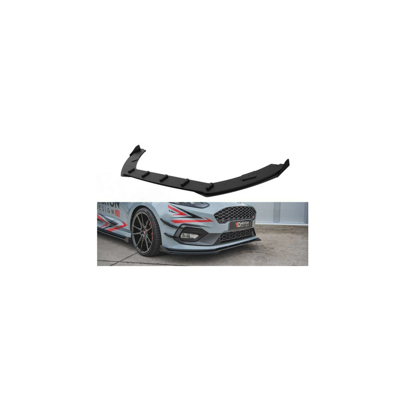 Sport Durabilité Lame Du Pare-Chocs Avant + Flaps Maxton - Ford Fiesta Mk8 ST / ST-Line Noir + Rabats Brillant