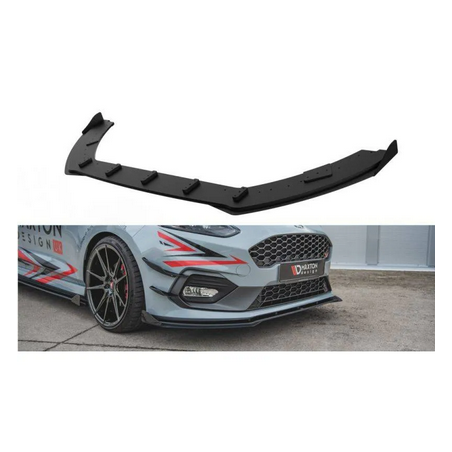 Sport Durabilité Lame Du Pare-Chocs Avant + Flaps Maxton - Ford Fiesta Mk8 ST / ST-Line Noir + Rabats Brillant