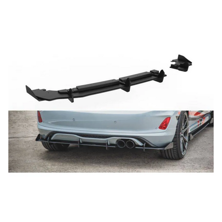 Sports Durabilité Diffuseur Arrière Complet + Flaps Maxton - Ford Fiesta Mk8 ST Noir + Rabats Brillant