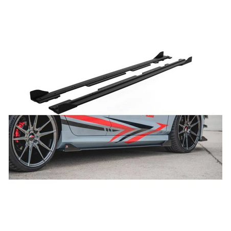 Sports Durabilité Rajouts Des Bas De Caisse + Flaps Maxton - Ford Fiesta Mk8 ST / ST-Line Noir + Rabats Brillant
