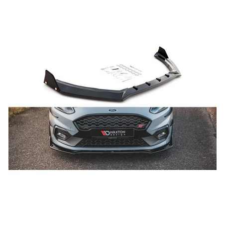 Lame Du Pare-Chocs Avant V.4 + Ailerons Maxton - Ford Fiesta ST / ST-Line Noir Brillant