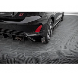 Lames De Pare-Chocs Arrière Latérales V.4 + Ailerons Maxton - Ford Fiesta ST Mk8 Noir Brillant