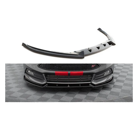 Lame Du Pare-Chocs Avant V.4 Maxton - Ford Focus ST Mk3 phase 2 Noir Brillant