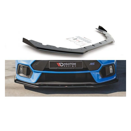 Sport Durabilité Lame Du Pare-Chocs Avant + Flaps Maxton - Ford Focus RS Mk3 Noir + Rabats Brillant