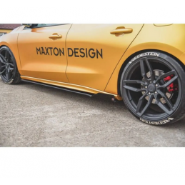 Street Pro Rajouts Des Bas De Caisse + Flaps Maxton - Ford Focus ST / ST-Line Mk4 Noir + Rabats Brillant