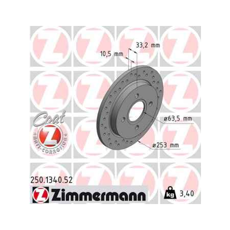 Disque de frein arriére sport Zimmermann pour FORD FIESTA V (JH_, JD_)