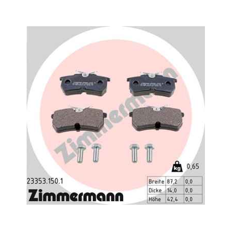 Plaquettes de frein arriére Zimmermann FORD FIESTA V (JH_, JD_)
