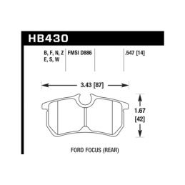 Plaquettes de frein arriére Hawk HP PLUS Fiesta ST MK7