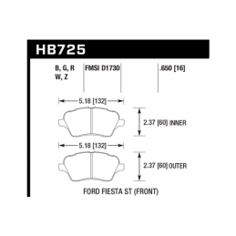 Plaquettes de frein avant Hawk PC- HB725Z.650 Fiesta ST MK7 MK8