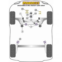 silentbloc de fixation de crémaillère de direction réf 9 Powerflex Ford Fiesta MK8 ST 200 (2017-)