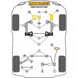Silentbloc bras oscillant inférieur arrière réf 11 Powerflex Ford Focus Mk3 ST (2011-)